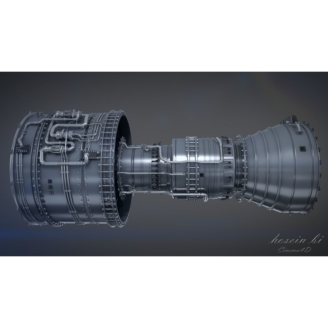 Jet Engine 3D Model – High Poly Aircraft Part, FBX & OBJ Formats - View 19