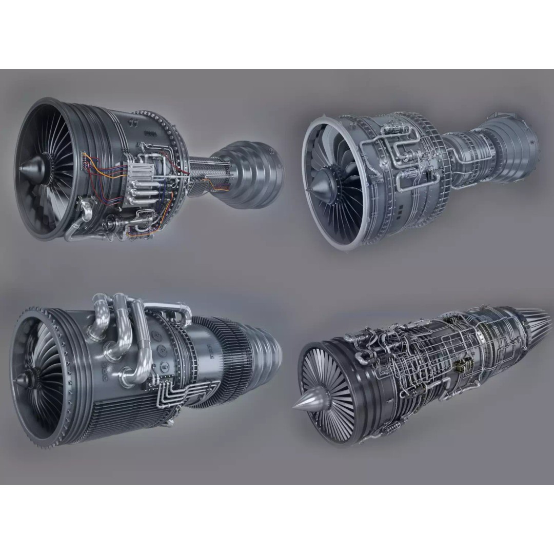 Jet Engine 3D Model – High Poly Aircraft Part, FBX & OBJ Formats - View 2
