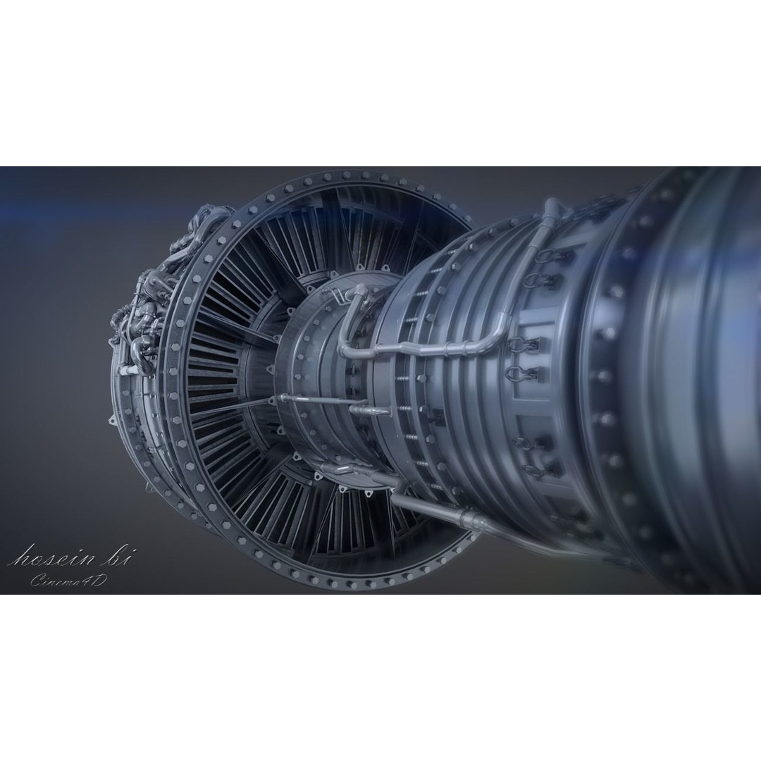 Jet Engine 3D Model – High Poly Aircraft Part, FBX & OBJ Formats - View 20