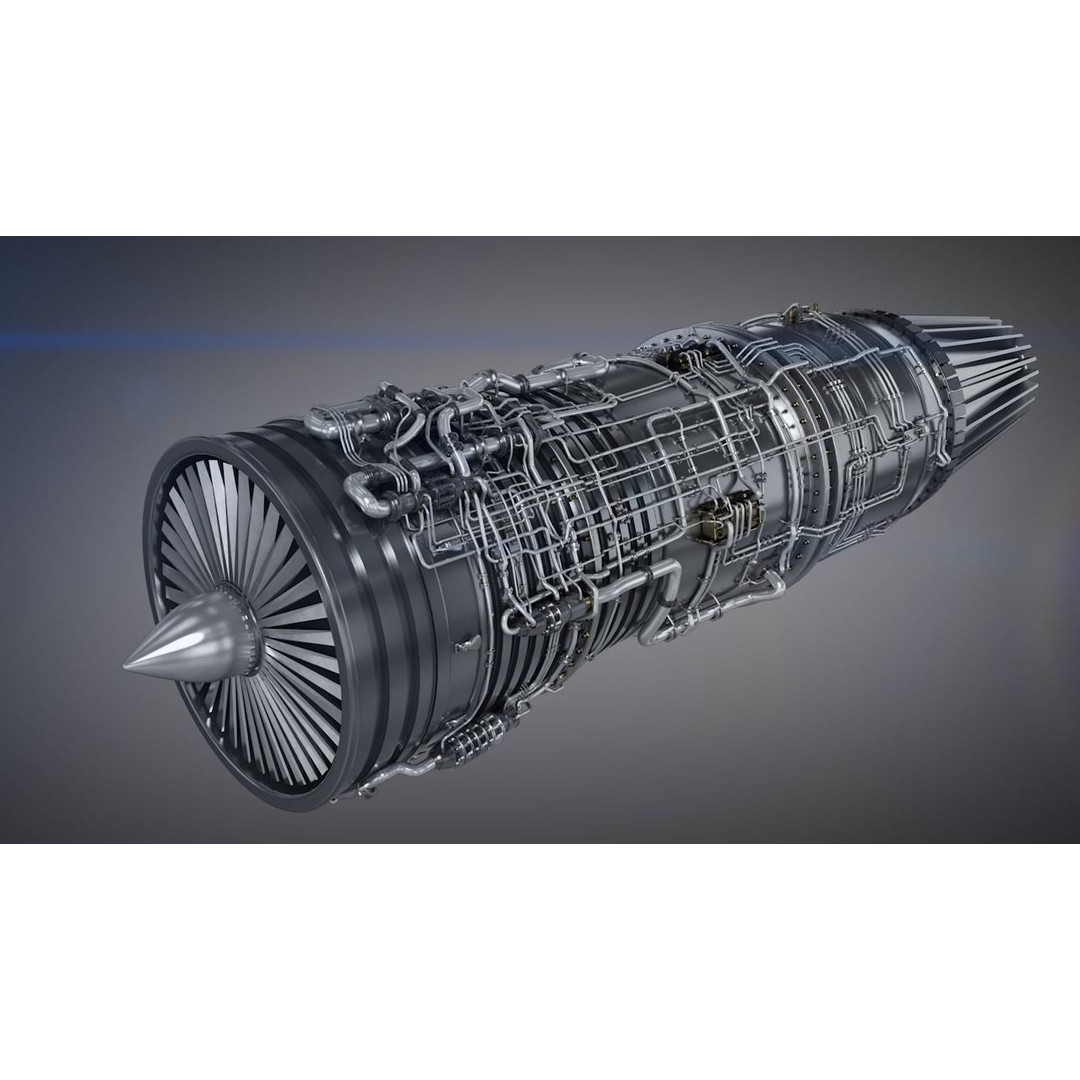 Jet Engine 3D Model – High Poly Aircraft Part, FBX & OBJ Formats - View 21