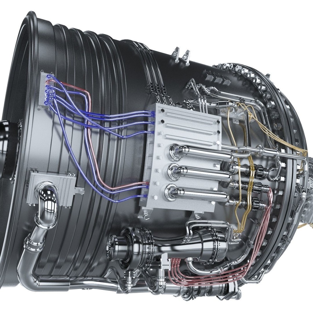 Jet Engine 3D Model – High Poly Aircraft Part, FBX & OBJ Formats - View 6