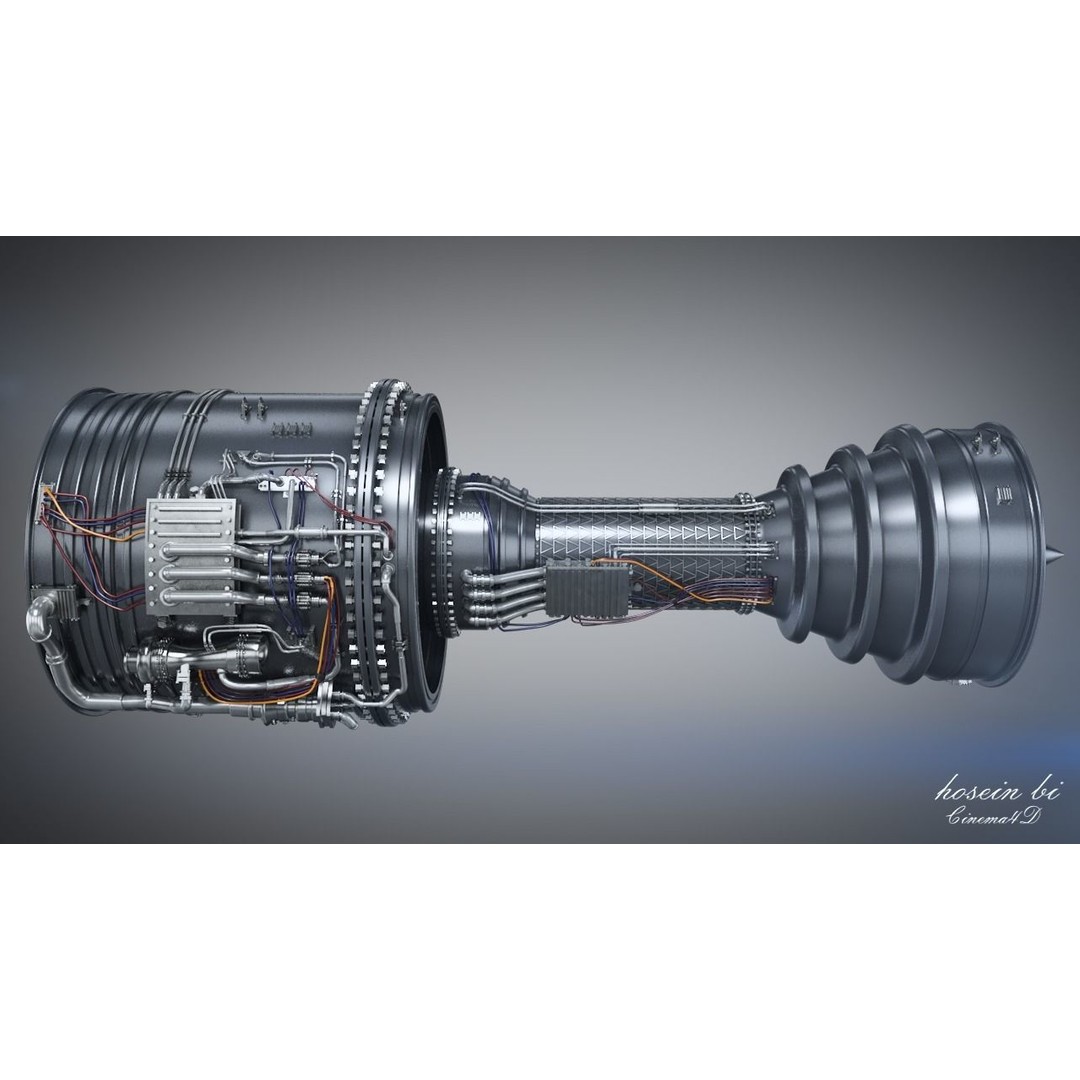 Jet Engine 3D Model – High Poly Aircraft Part, FBX & OBJ Formats - View 7