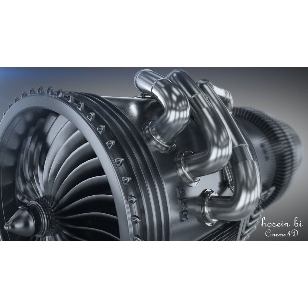 Jet Engine 3D Model – High Poly Aircraft Part, FBX & OBJ Formats - View 8