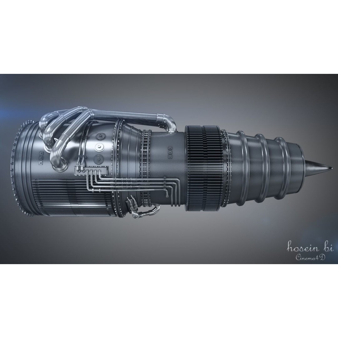 Jet Engine 3D Model – High Poly Aircraft Part, FBX & OBJ Formats - View 9