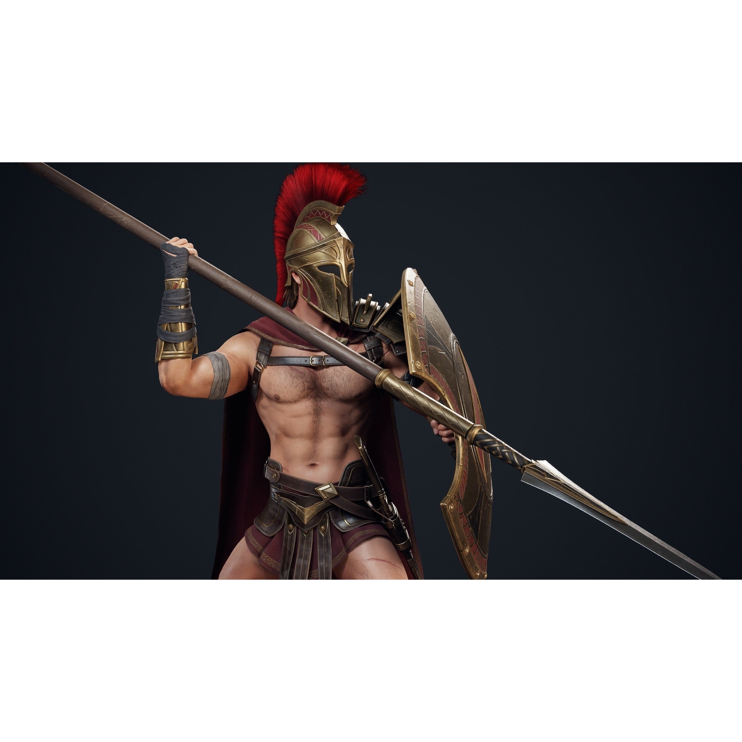 Spartan Hoplite - Low-Poly Game-Ready 3D Model - View 10