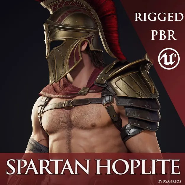 Spartan Hoplite - Low-Poly Game-Ready 3D Model - View 2