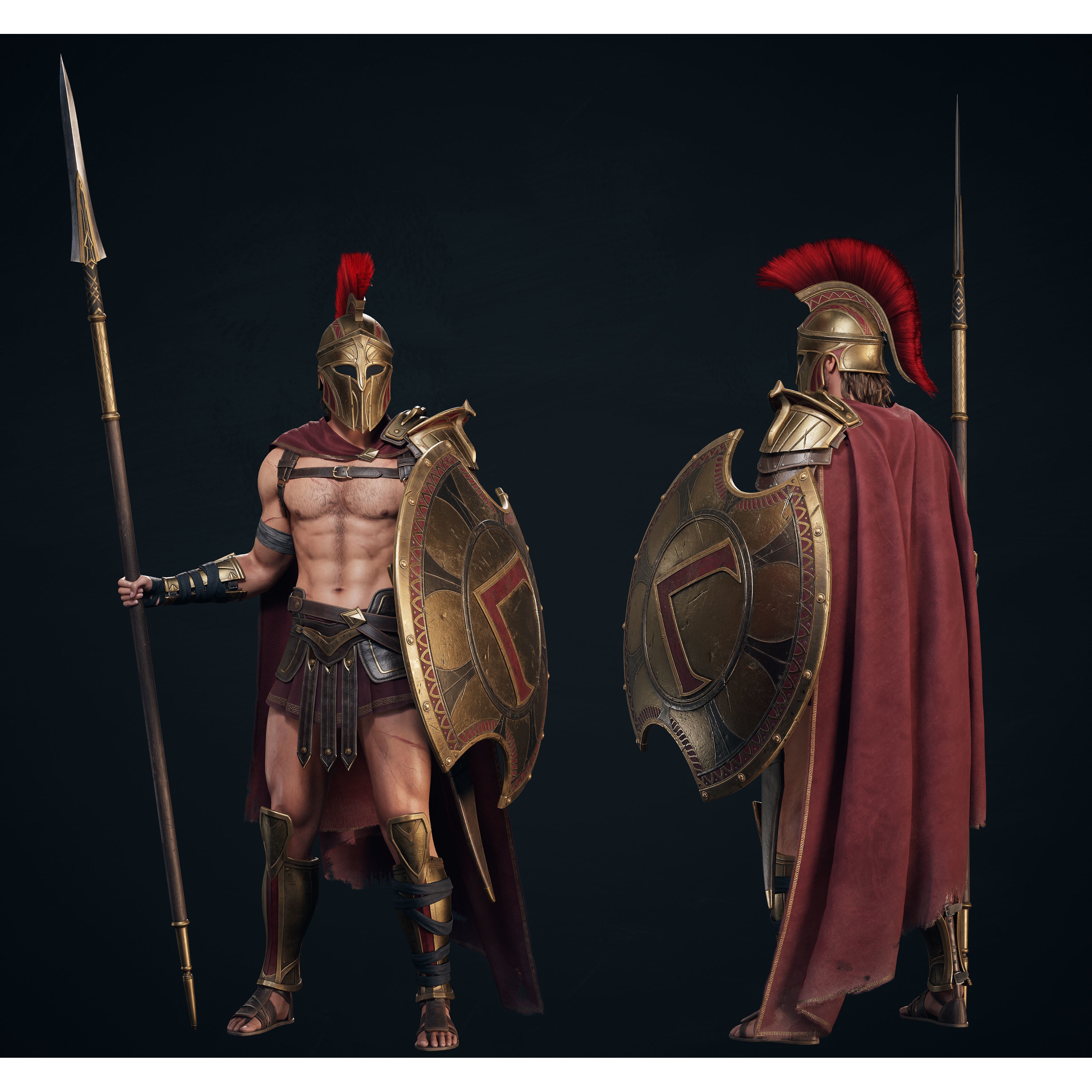 Spartan Hoplite - Low-Poly Game-Ready 3D Model - View 4