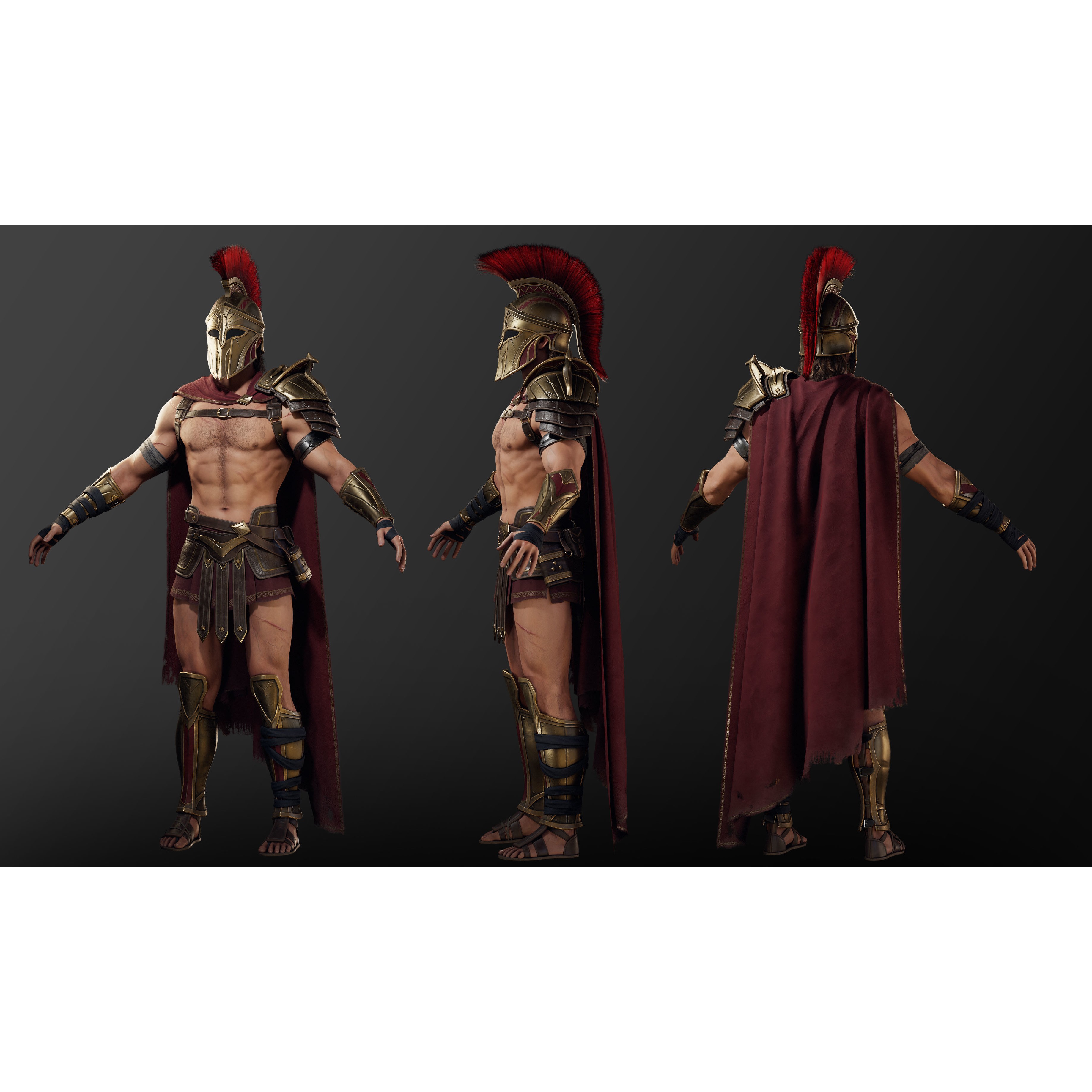 Spartan Hoplite - Low-Poly Game-Ready 3D Model - View 5