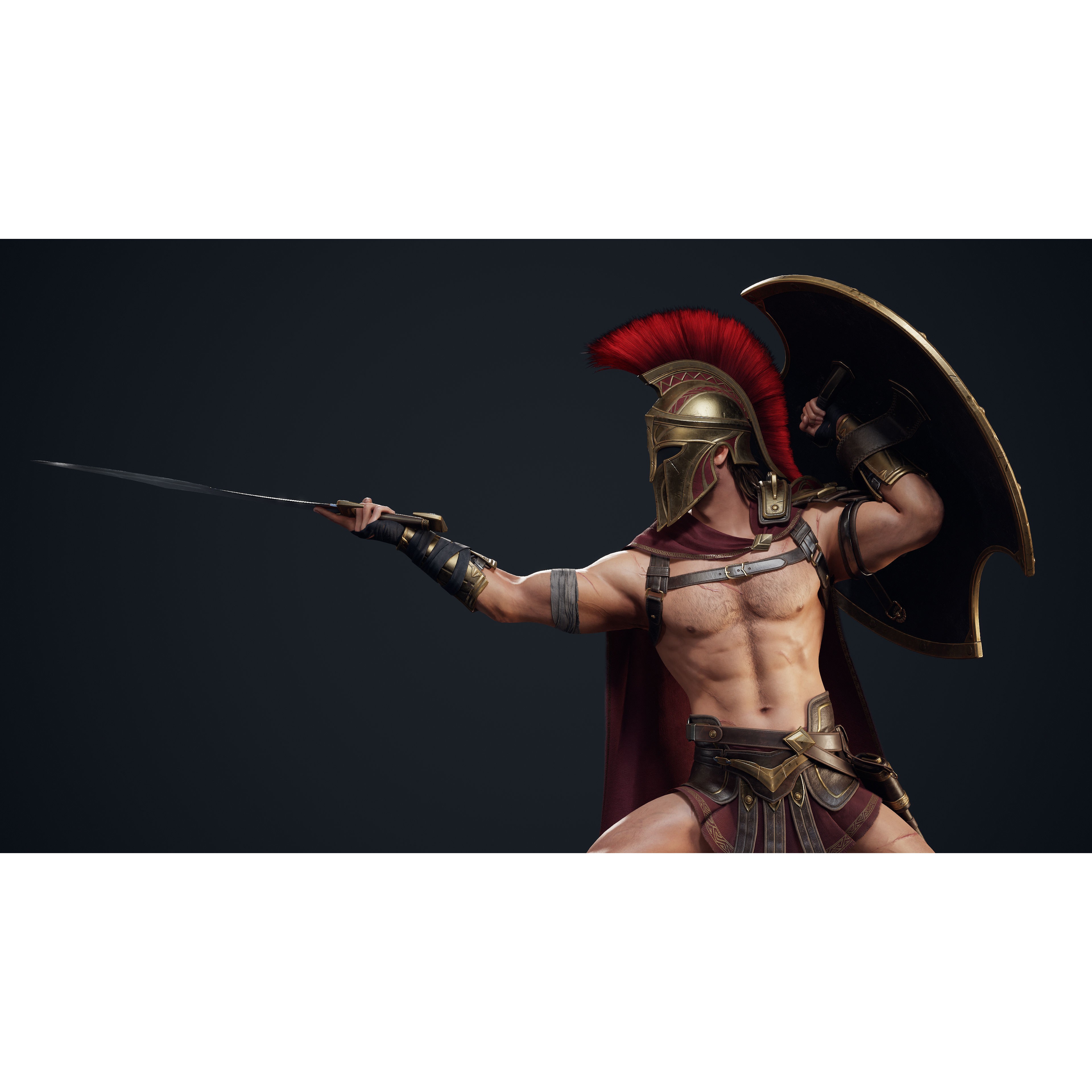 Spartan Hoplite - Low-Poly Game-Ready 3D Model - View 9