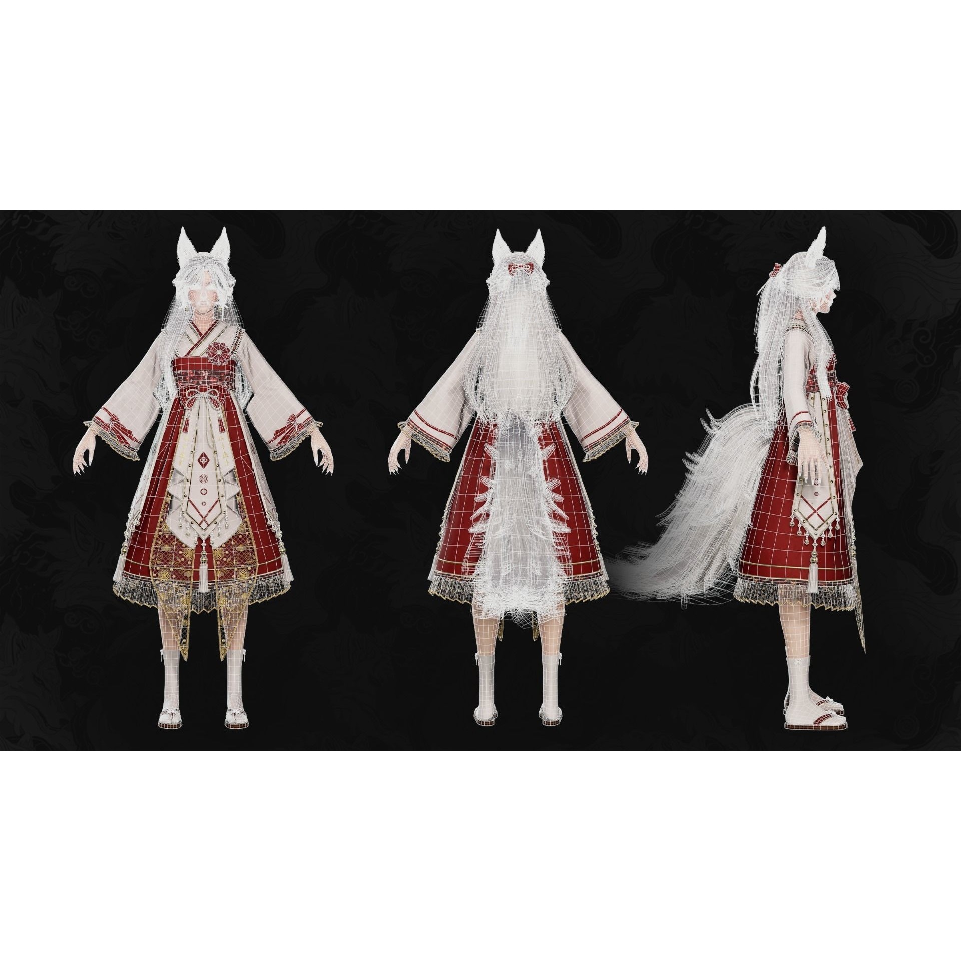 Kitsune Yuna - Low-Poly Game-Ready 3D Model