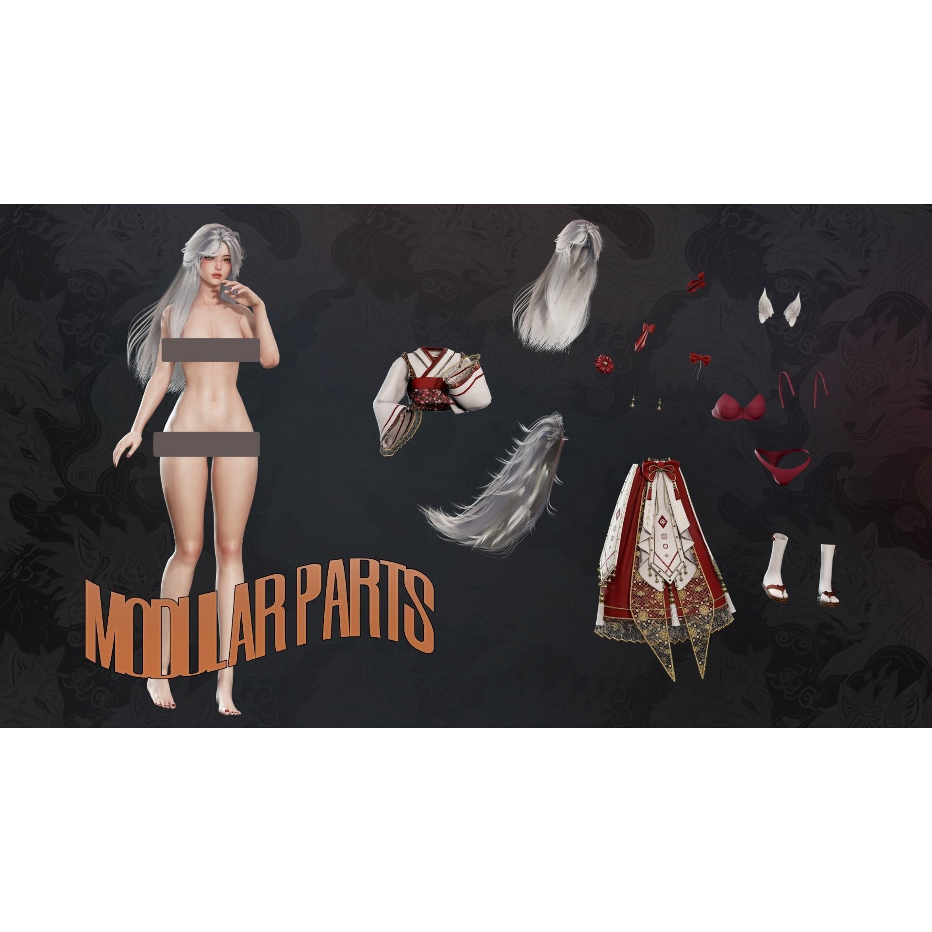 Kitsune Yuna - Low-Poly Game-Ready 3D Model - View 15