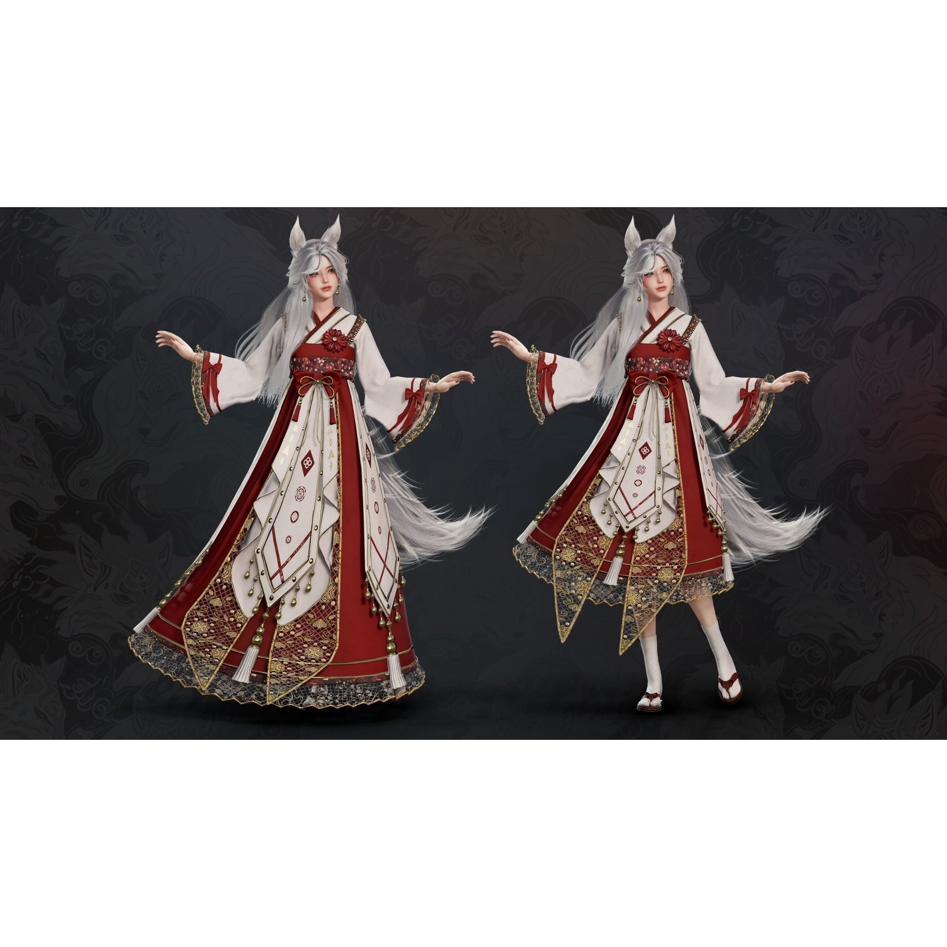 Kitsune Yuna - Low-Poly Game-Ready 3D Model - View 16