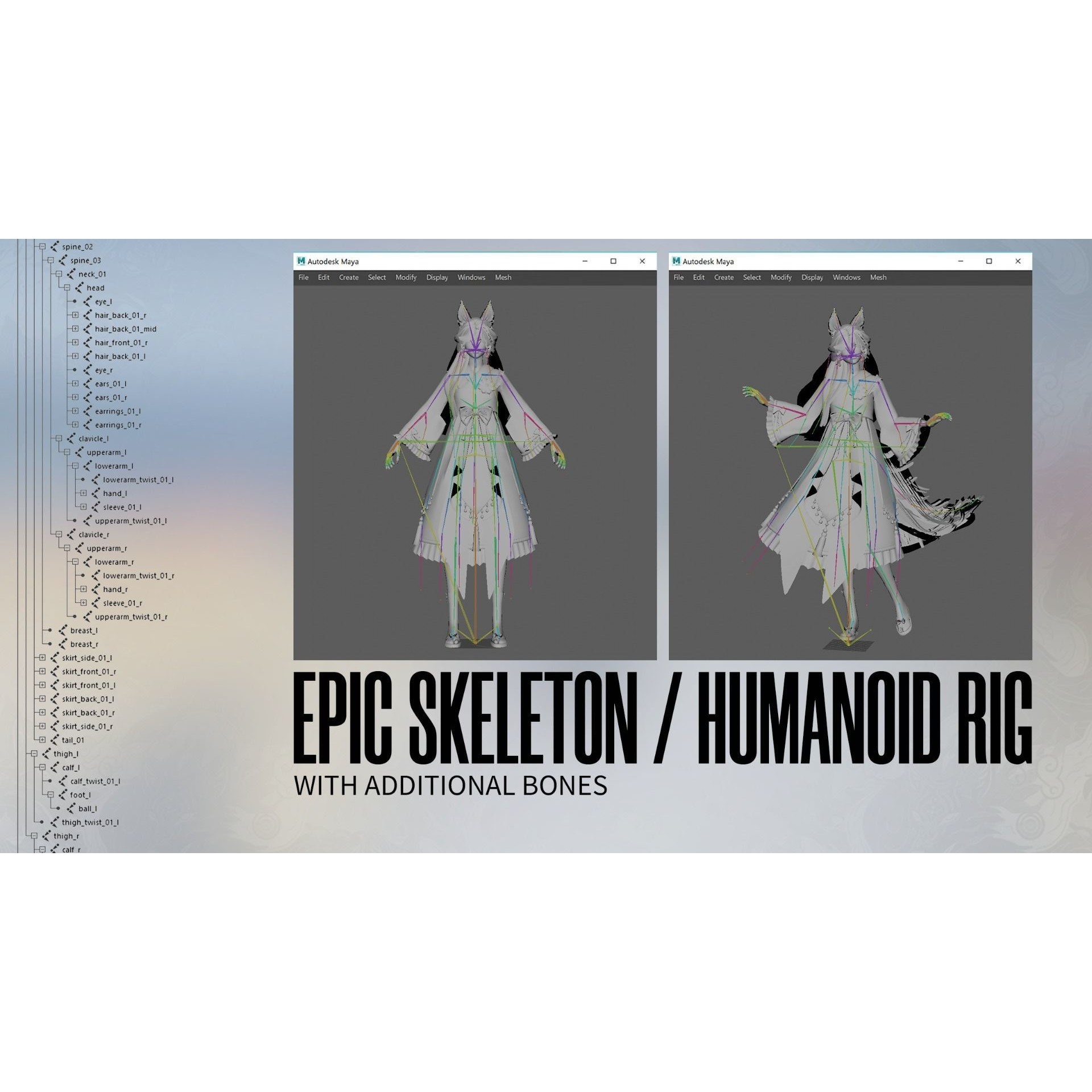 Kitsune Yuna - Low-Poly Game-Ready 3D Model - View 20