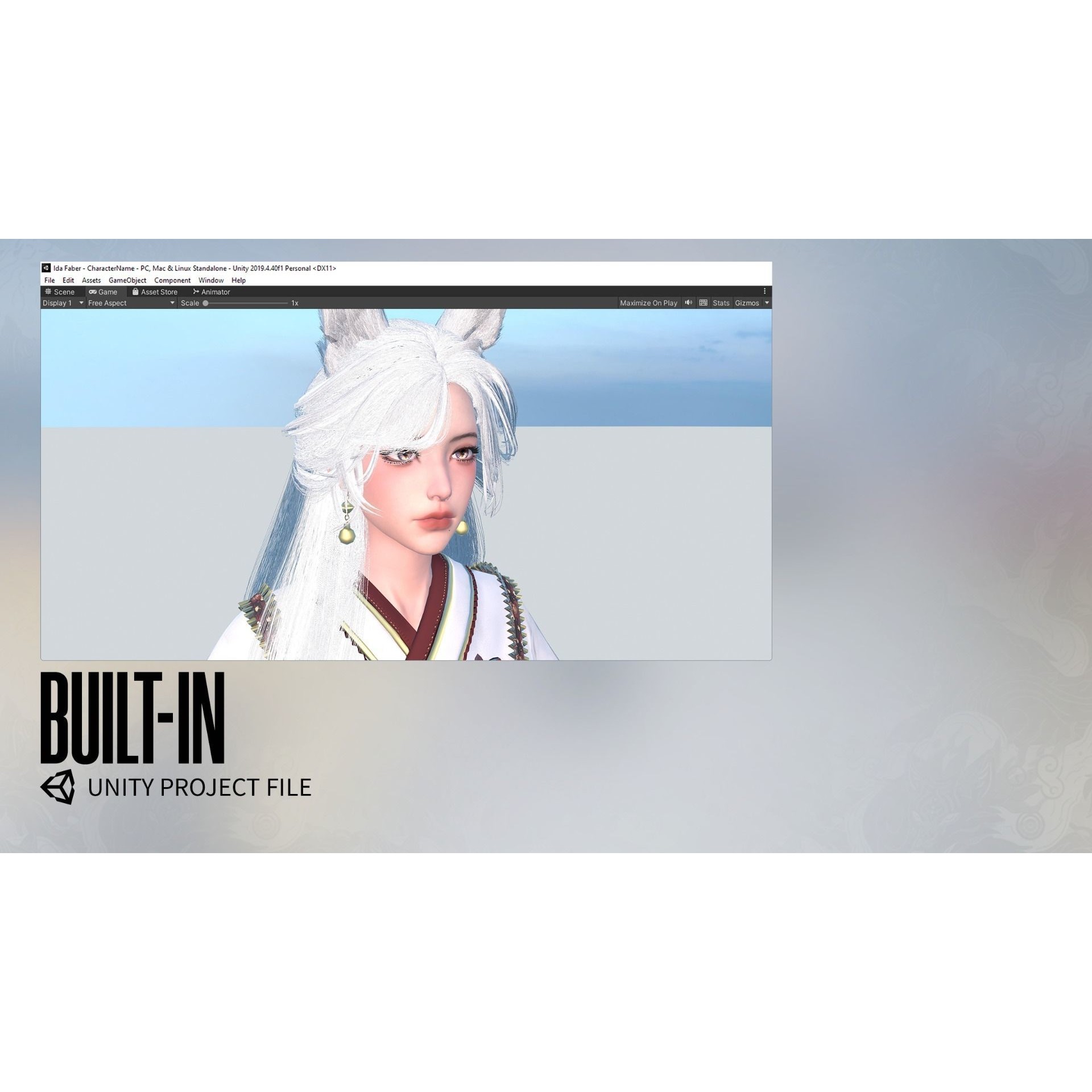 Kitsune Yuna - Low-Poly Game-Ready 3D Model - View 25