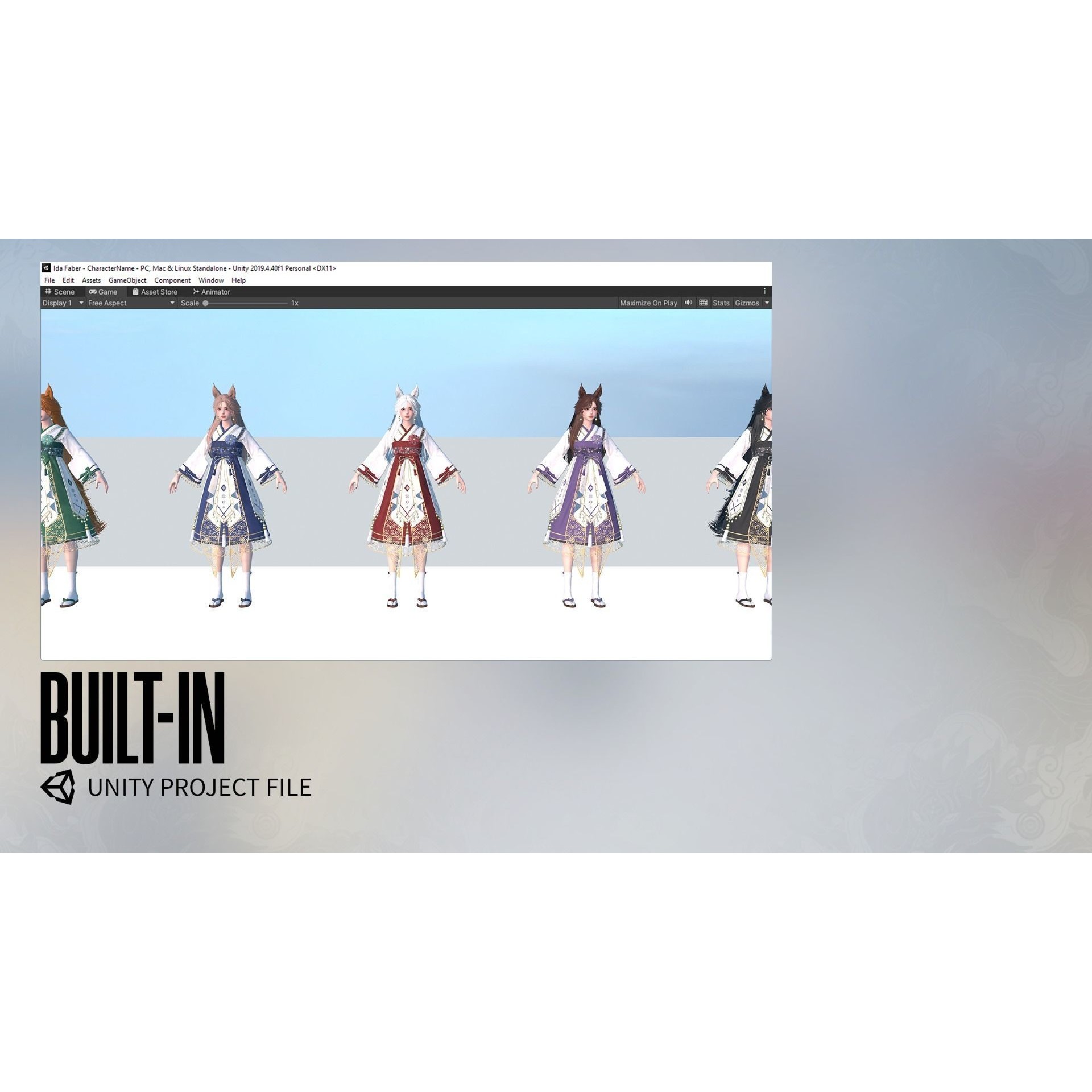 Kitsune Yuna - Low-Poly Game-Ready 3D Model - View 28