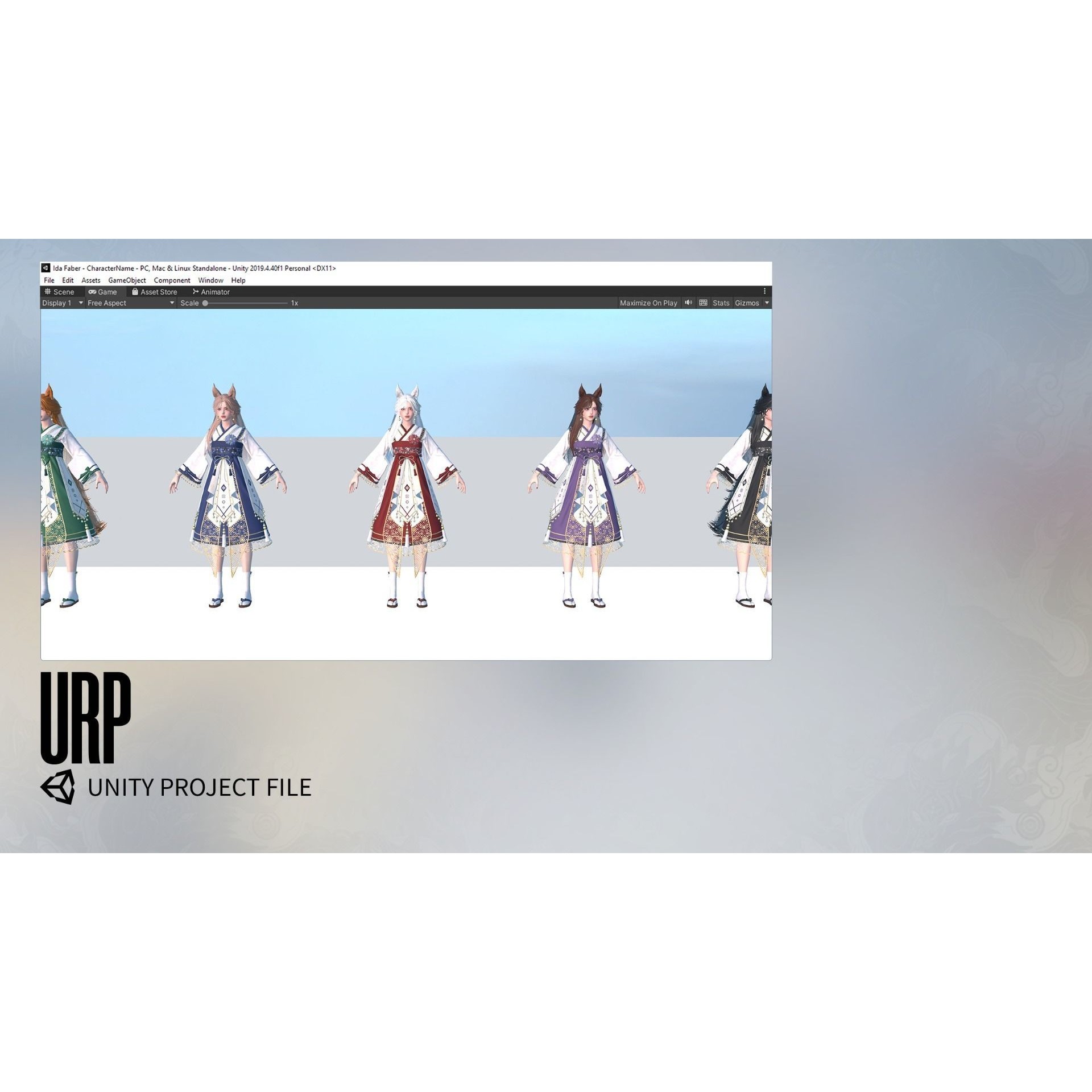 Kitsune Yuna - Low-Poly Game-Ready 3D Model - View 29