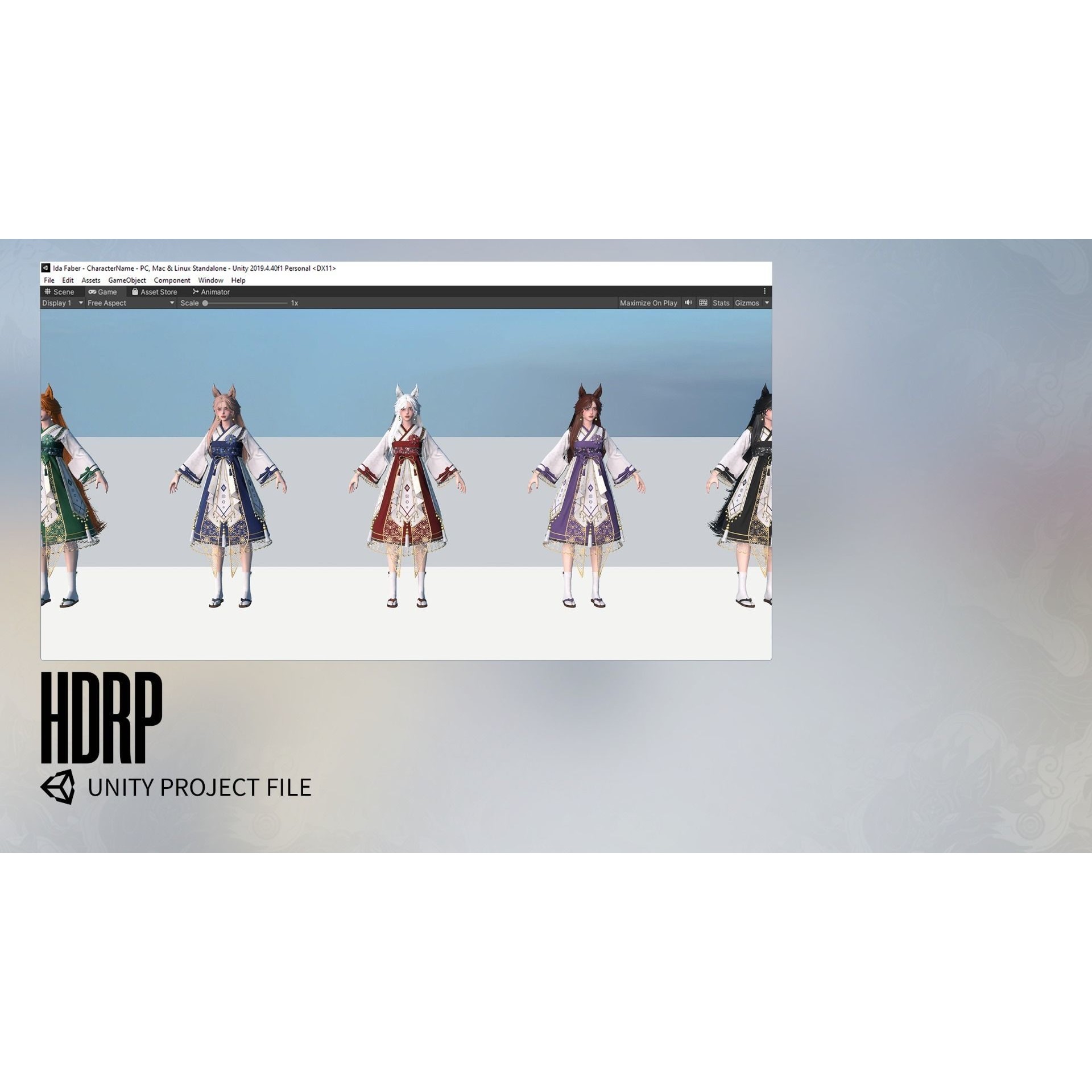 Kitsune Yuna - Low-Poly Game-Ready 3D Model - View 30