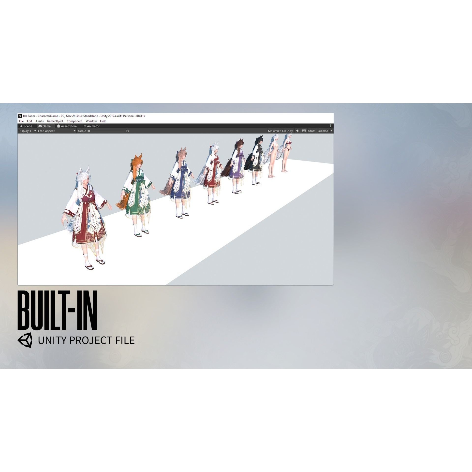 Kitsune Yuna - Low-Poly Game-Ready 3D Model - View 31