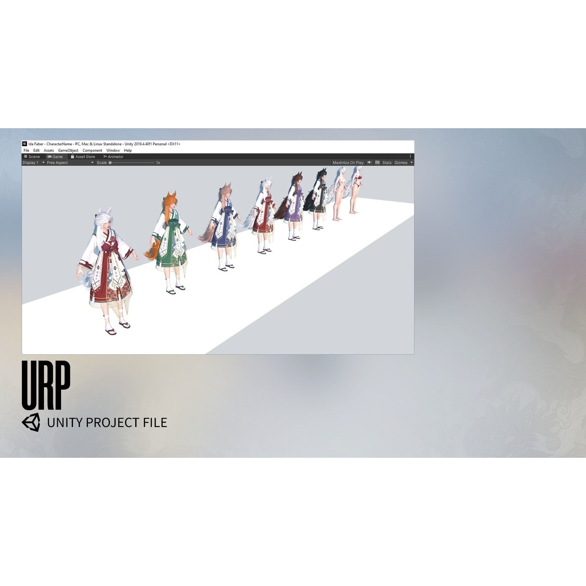 Kitsune Yuna - Low-Poly Game-Ready 3D Model - View 32