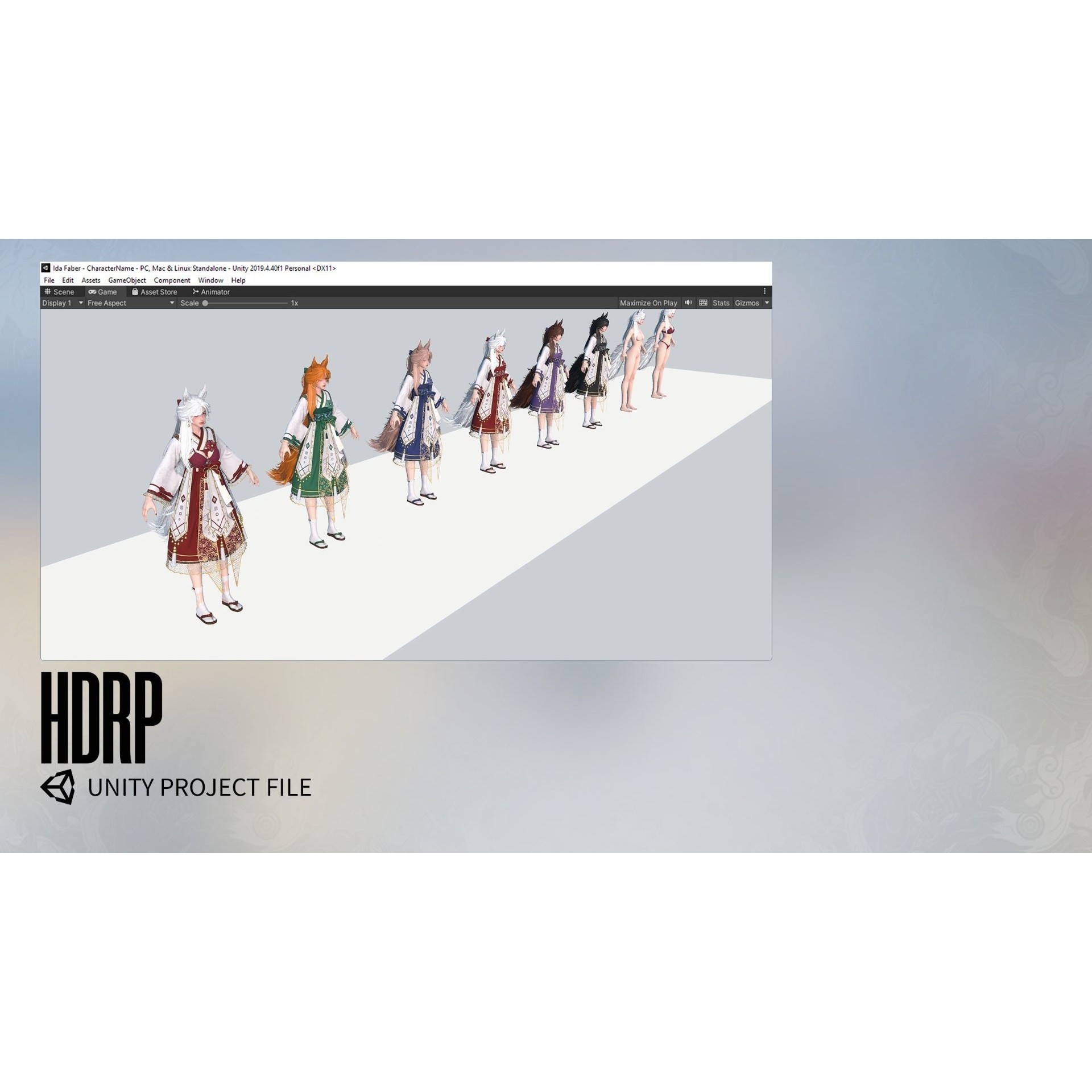 Kitsune Yuna - Low-Poly Game-Ready 3D Model - View 33