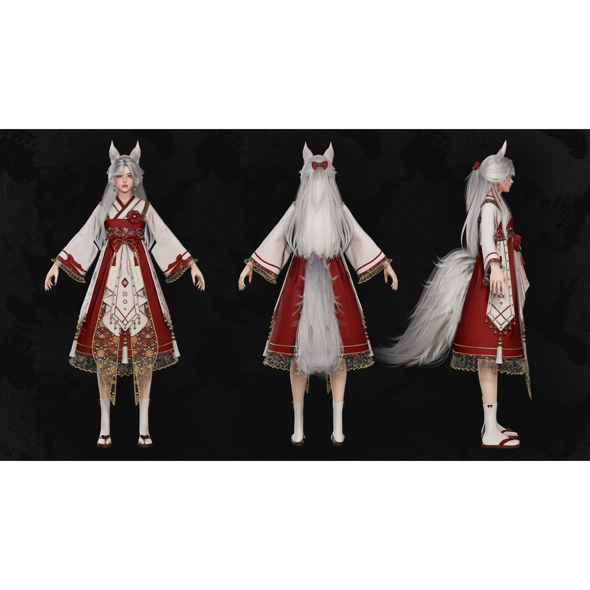 Kitsune Yuna - Low-Poly Game-Ready 3D Model - View 34
