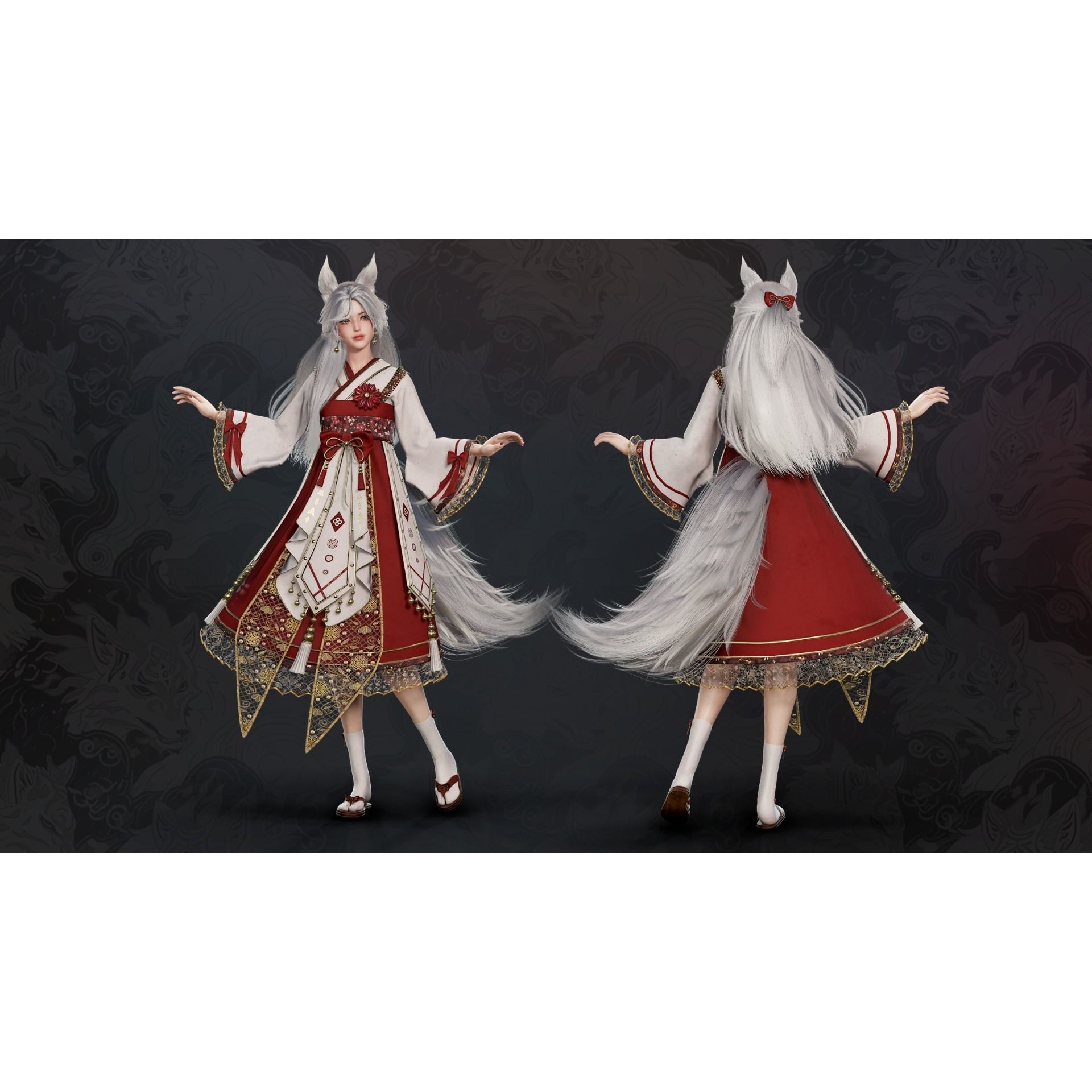 Kitsune Yuna - Low-Poly Game-Ready 3D Model - View 5