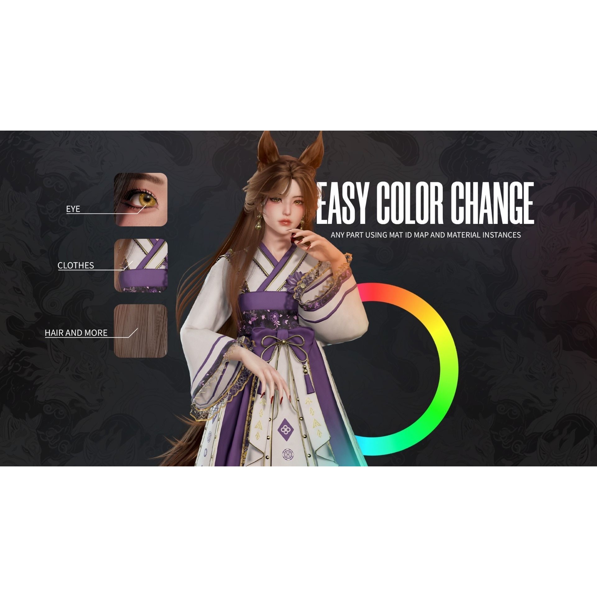 Kitsune Yuna - Low-Poly Game-Ready 3D Model - View 8