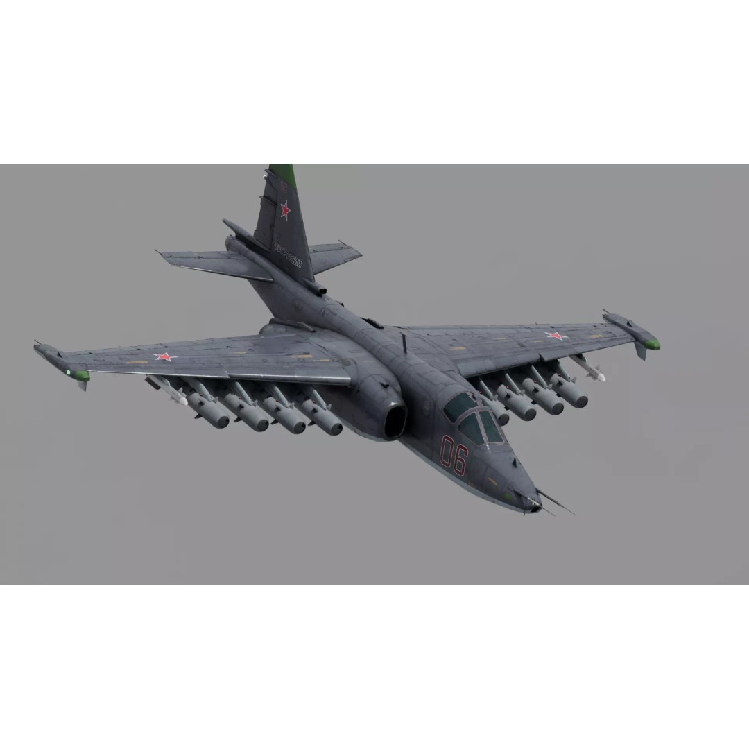 SU-25 Frogfoot 3D Model – Low Poly Game-Ready Aircraft, FBX, Blender - View 11