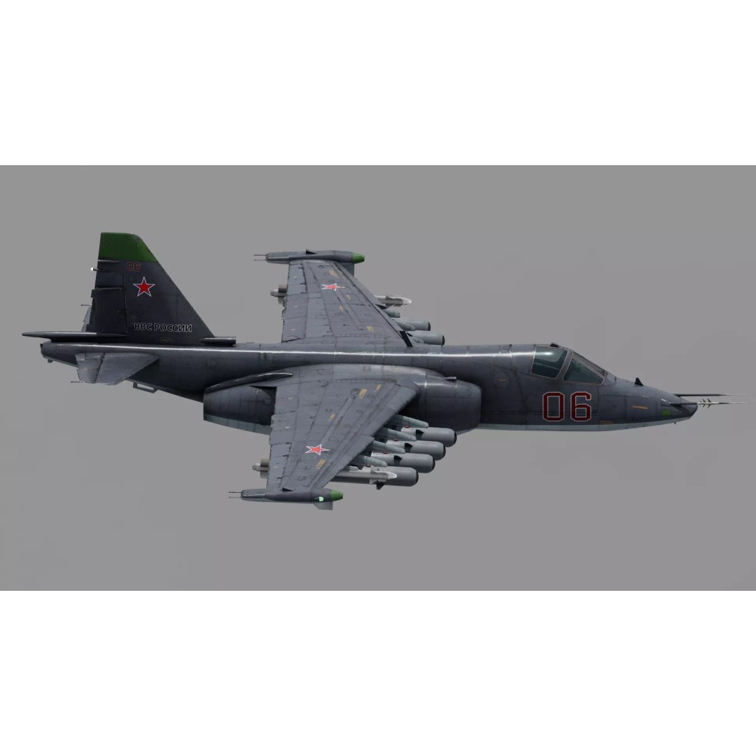 SU-25 Frogfoot 3D Model – Low Poly Game-Ready Aircraft, FBX, Blender - View 14