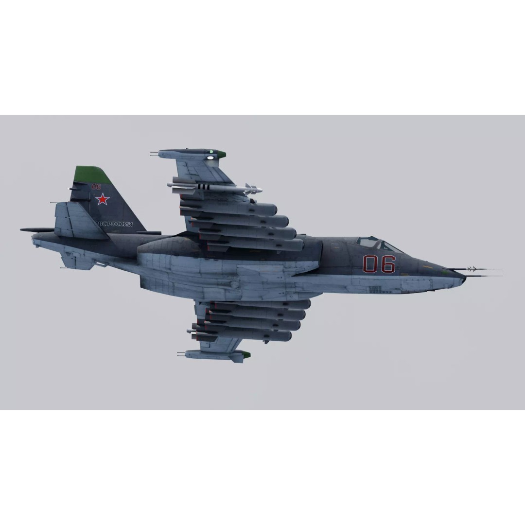 SU-25 Frogfoot 3D Model – Low Poly Game-Ready Aircraft, FBX, Blender - View 16