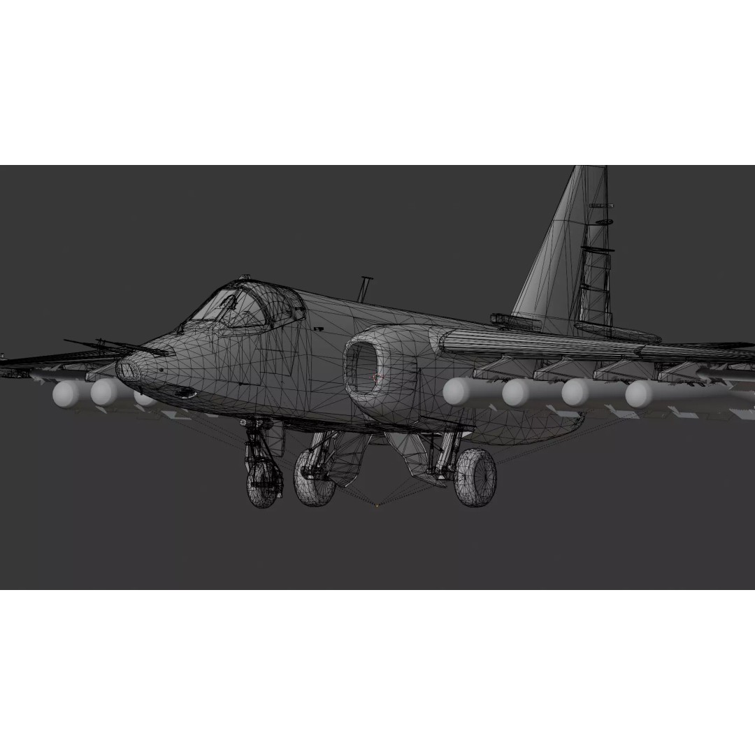 SU-25 Frogfoot 3D Model – Low Poly Game-Ready Aircraft, FBX, Blender - View 20
