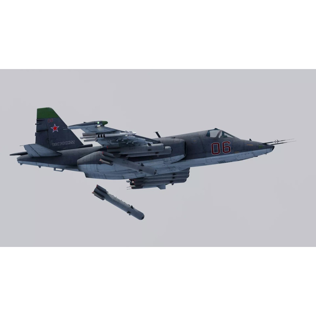 SU-25 Frogfoot 3D Model – Low Poly Game-Ready Aircraft, FBX, Blender - View 4