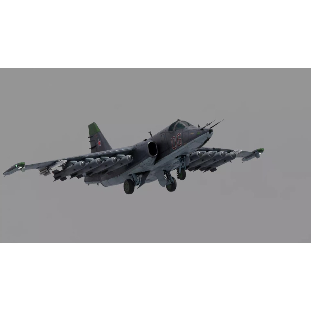 SU-25 Frogfoot 3D Model – Low Poly Game-Ready Aircraft, FBX, Blender - View 6
