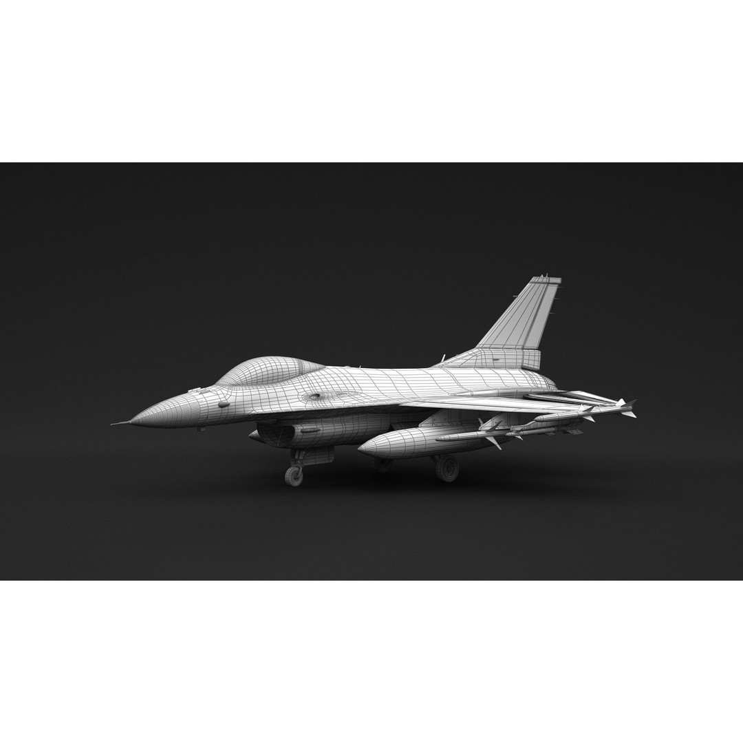 F-16 Fighting Falcon 3D Model – Low Poly Military Aircraft, FBX, OBJ