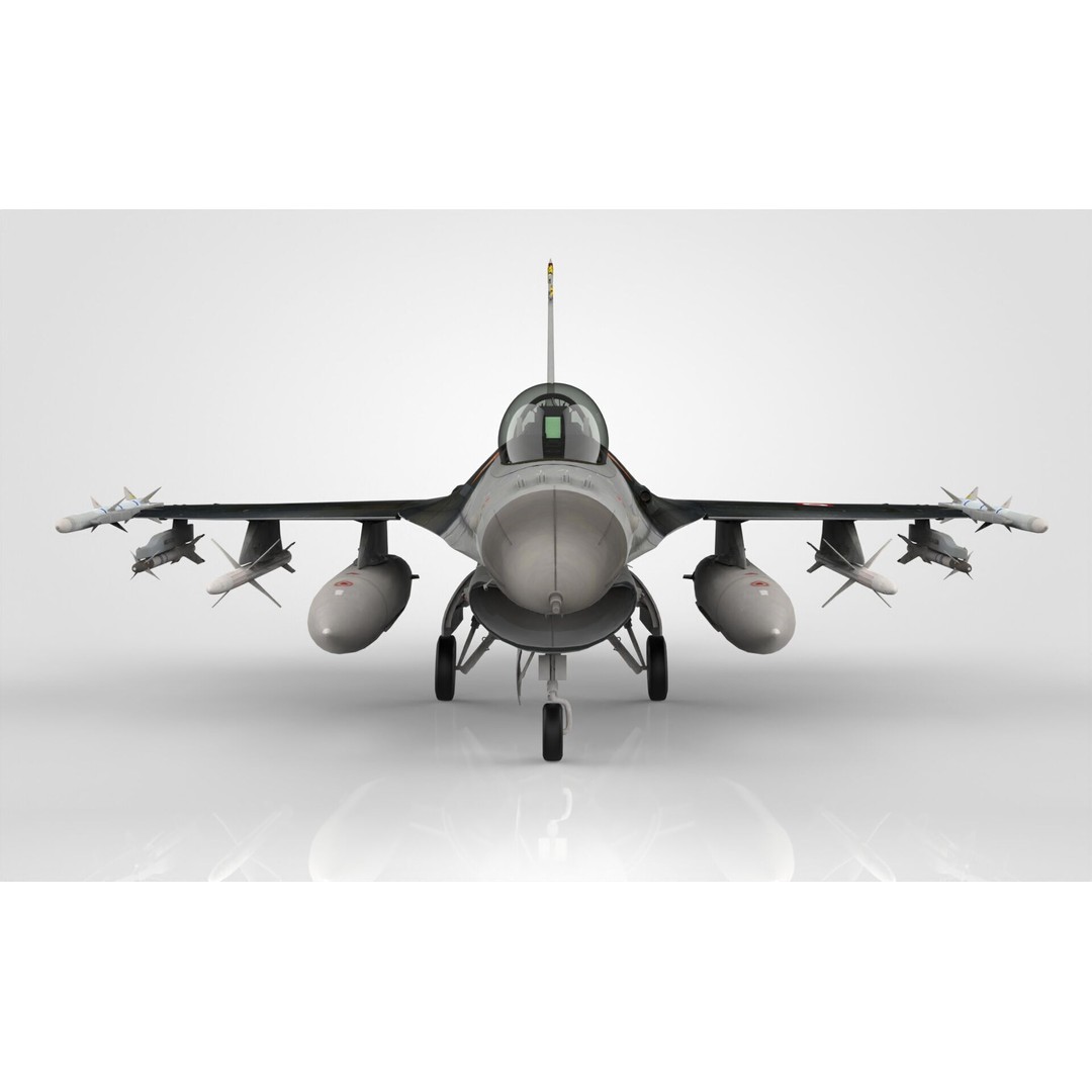 F-16 Fighting Falcon 3D Model – Low Poly Military Aircraft, FBX, OBJ - View 10
