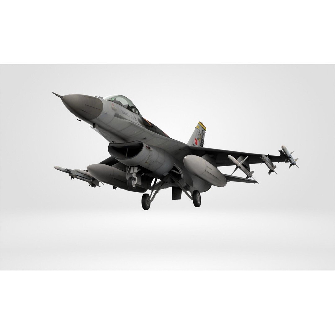 F-16 Fighting Falcon 3D Model – Low Poly Military Aircraft, FBX, OBJ - View 11
