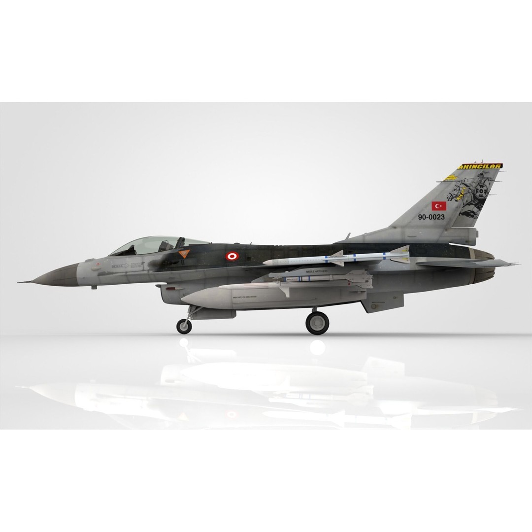 F-16 Fighting Falcon 3D Model – Low Poly Military Aircraft, FBX, OBJ - View 3