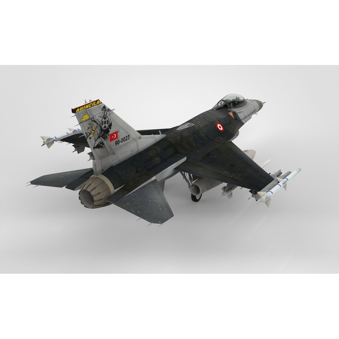 F-16 Fighting Falcon 3D Model – Low Poly Military Aircraft, FBX, OBJ - View 6