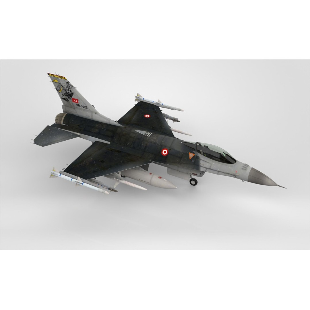 F-16 Fighting Falcon 3D Model – Low Poly Military Aircraft, FBX, OBJ - View 8