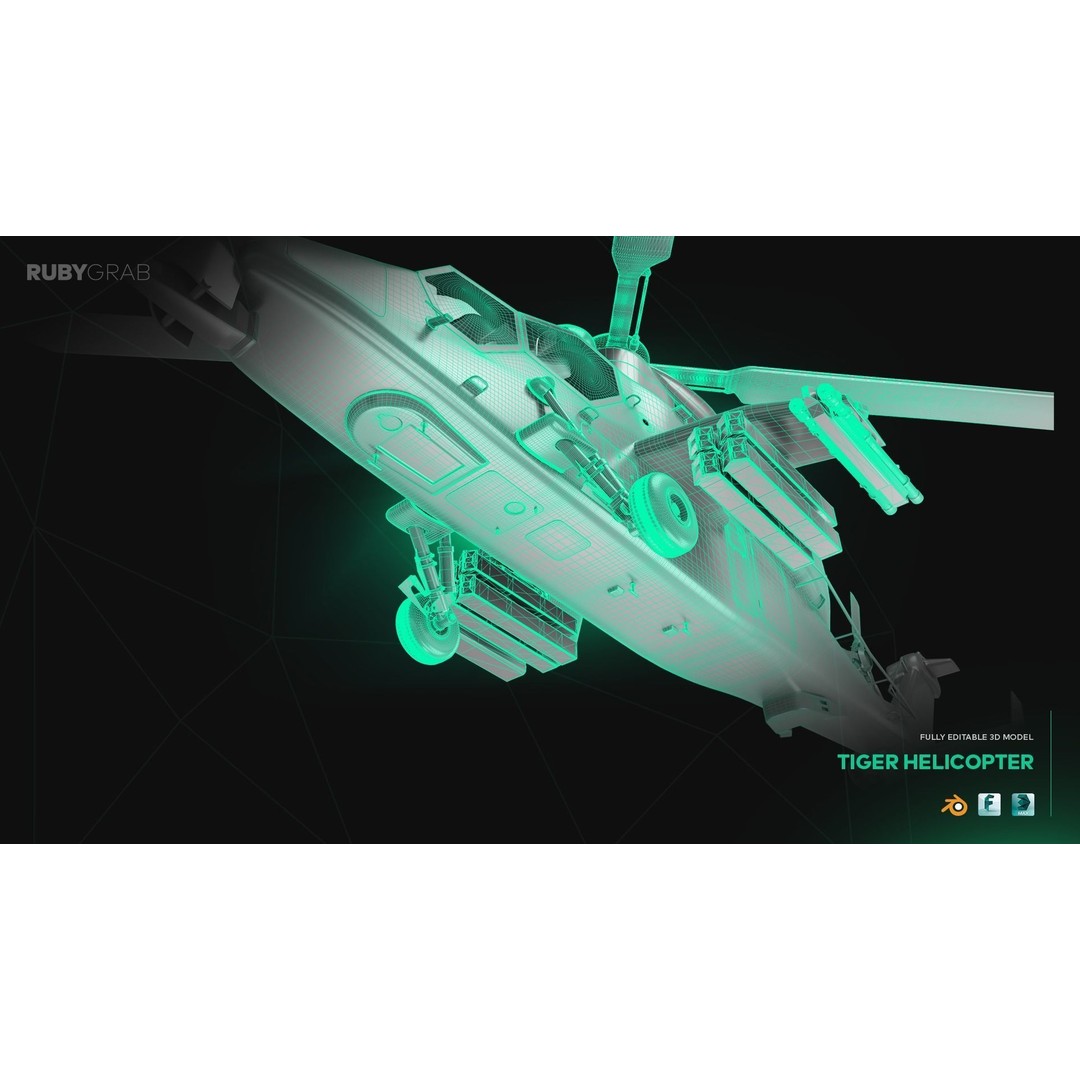 Tiger Helicopter 3D Model – High Poly Realistic Aircraft, Blender, FBX