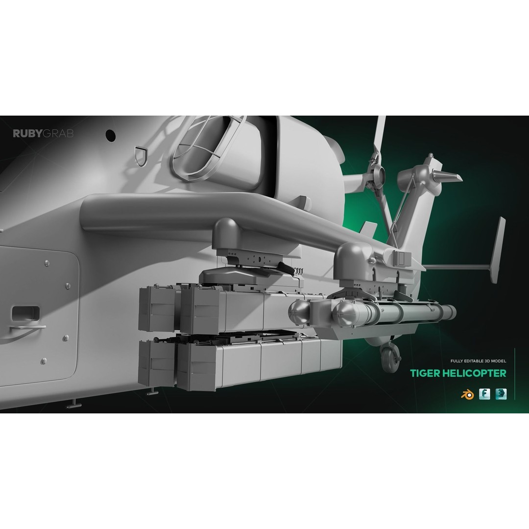 Tiger Helicopter 3D Model – High Poly Realistic Aircraft, Blender, FBX - View 7