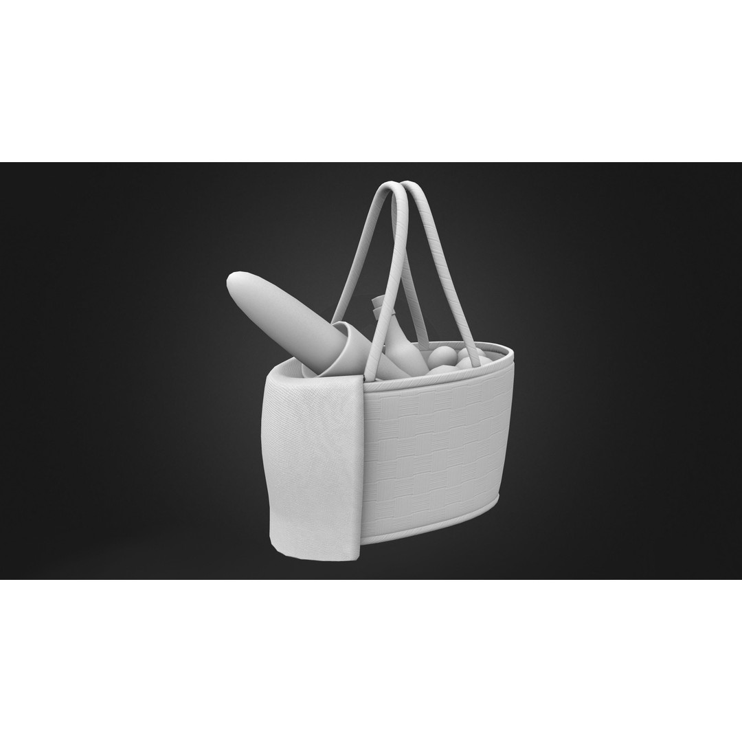 Picnic Hand Bag 3D Model – Low Poly Game Asset, FBX & OBJ Formats - View 10