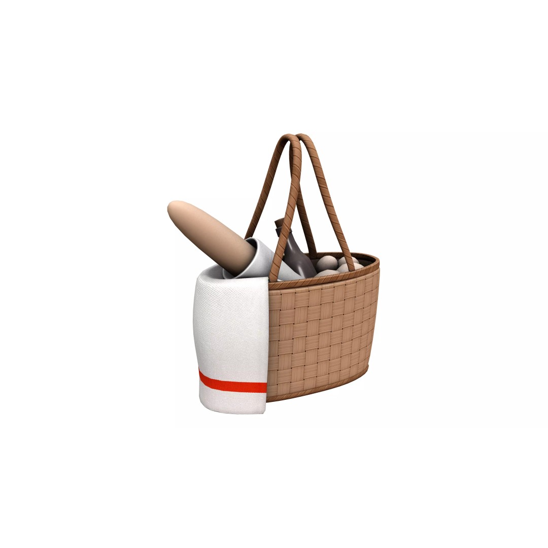 Picnic Hand Bag 3D Model – Low Poly Game Asset, FBX & OBJ Formats - View 2