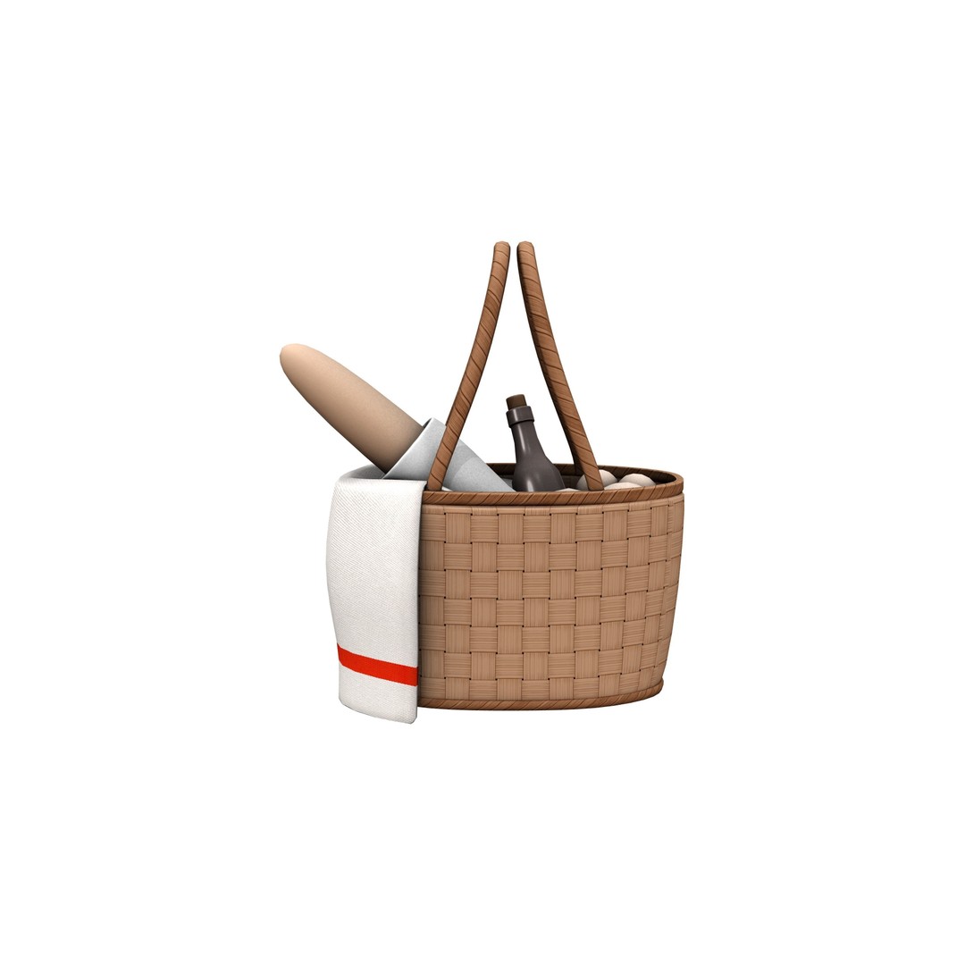 Picnic Hand Bag 3D Model – Low Poly Game Asset, FBX & OBJ Formats - View 3