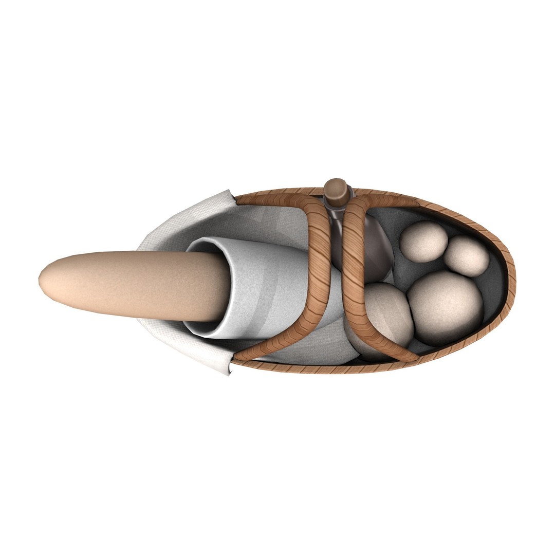 Picnic Hand Bag 3D Model – Low Poly Game Asset, FBX & OBJ Formats - View 4