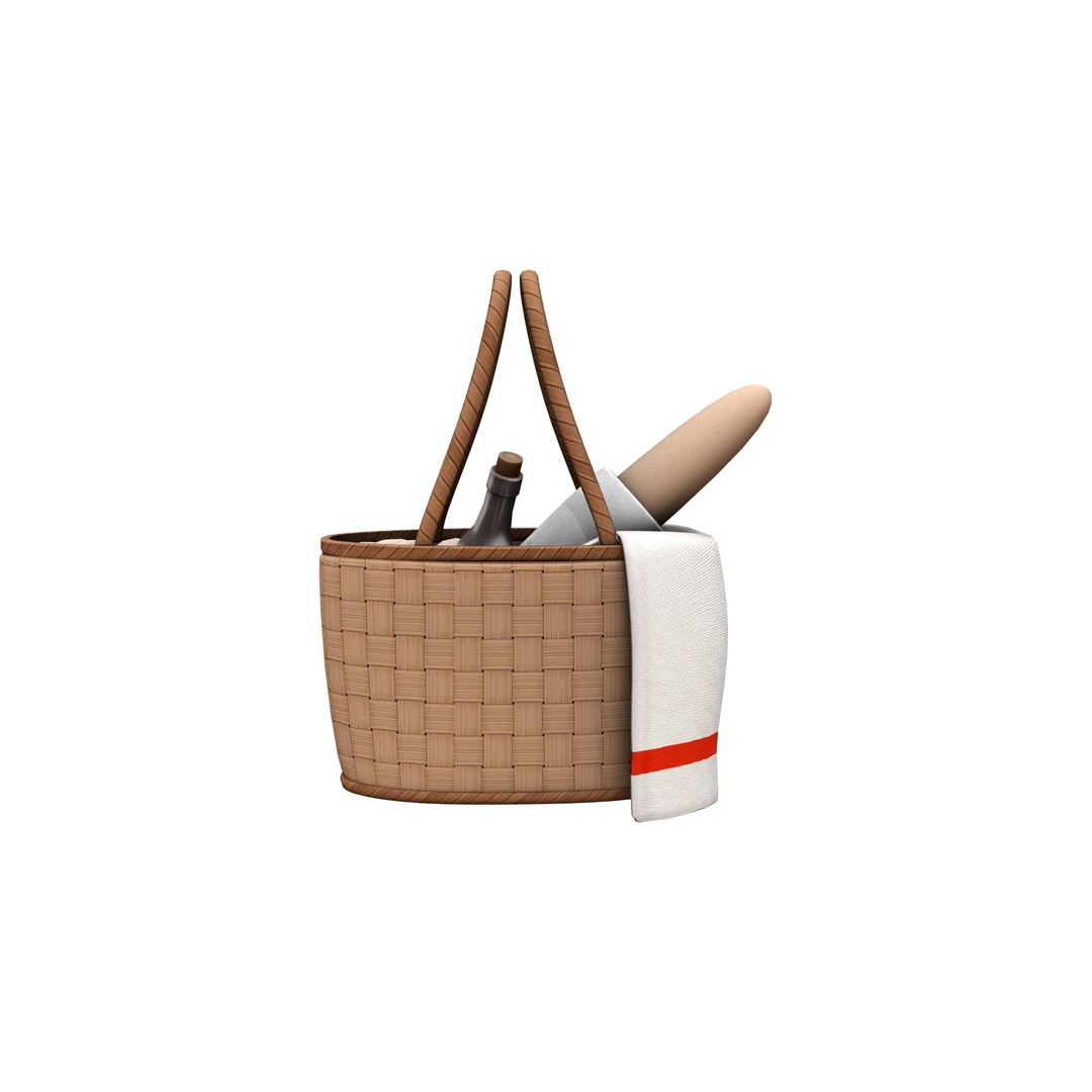 Picnic Hand Bag 3D Model – Low Poly Game Asset, FBX & OBJ Formats - View 6