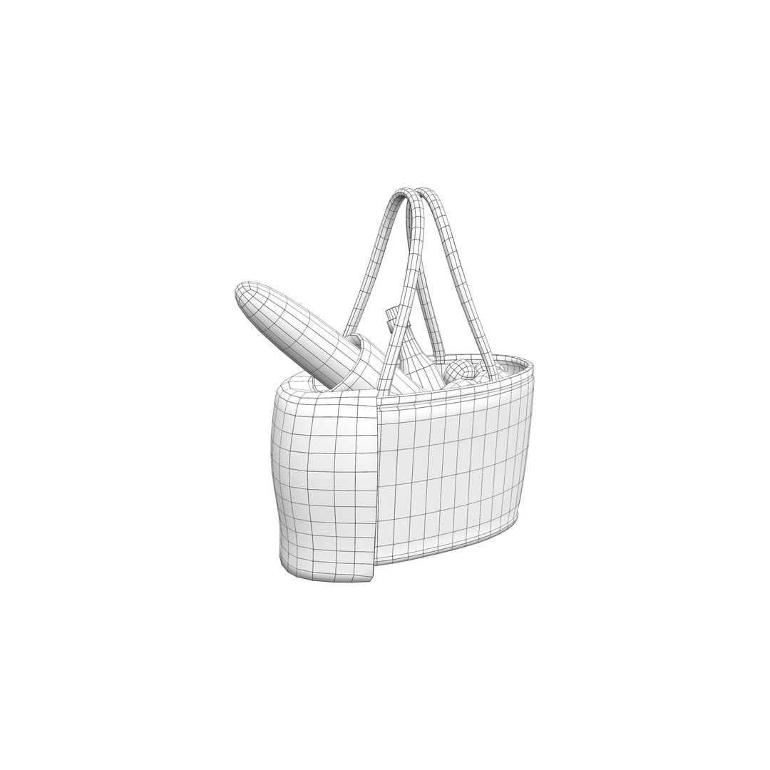 Picnic Hand Bag 3D Model – Low Poly Game Asset, FBX & OBJ Formats - View 8