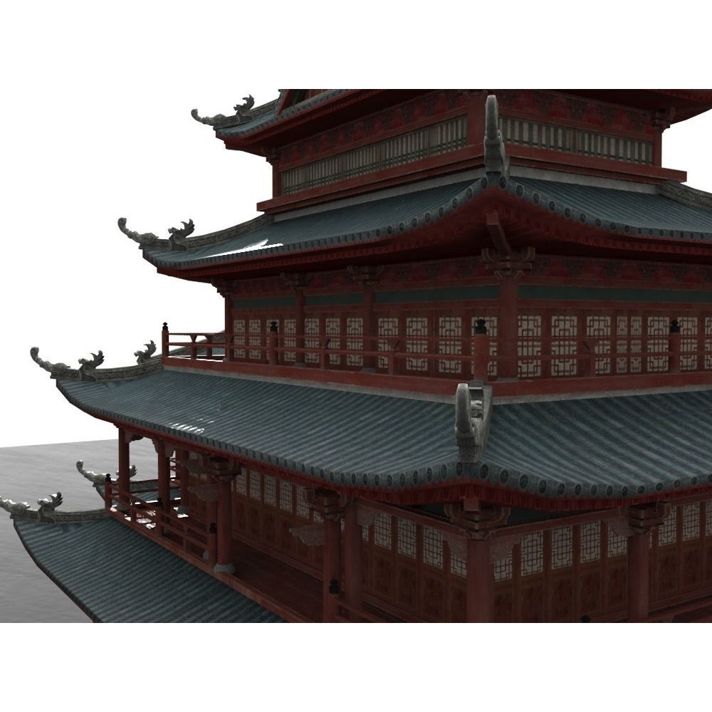 Multi-Story Wooden Structure House - Low-Poly Game-Ready 3D Model