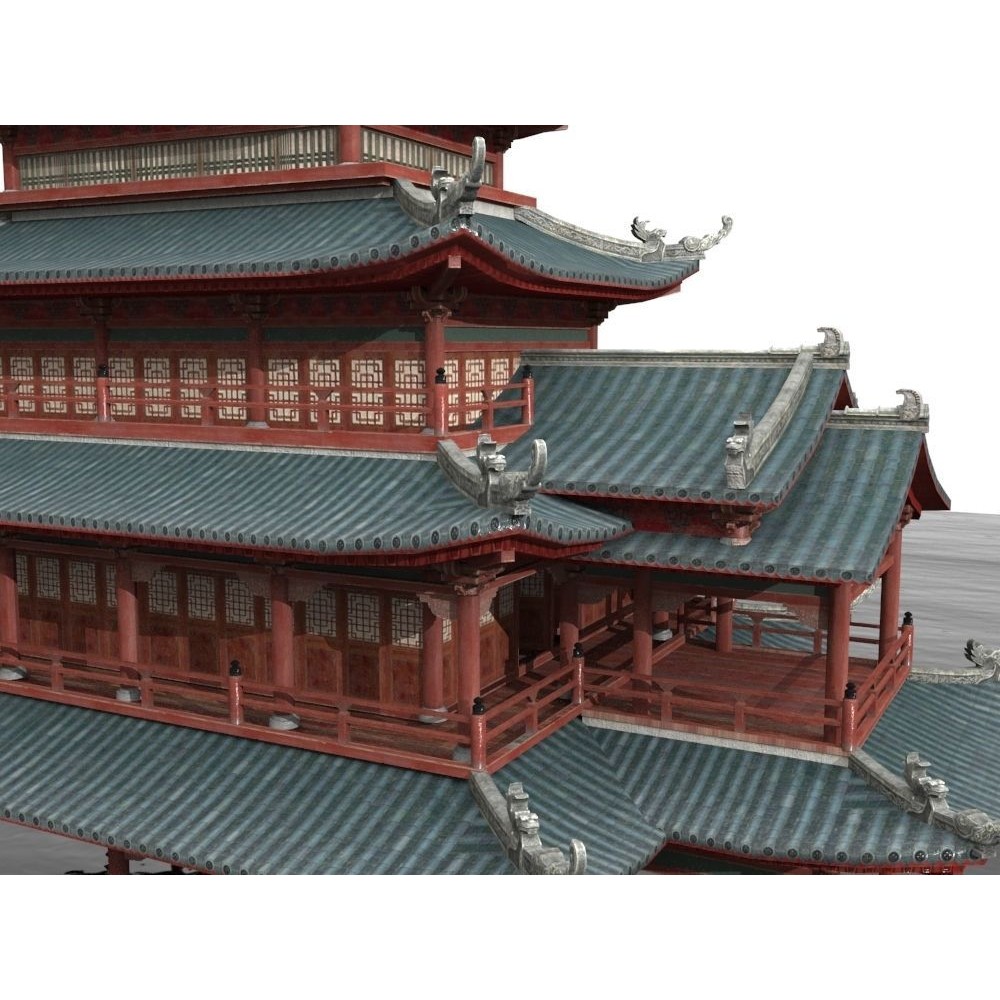 Multi-Story Wooden Structure House - Low-Poly Game-Ready 3D Model - View 13