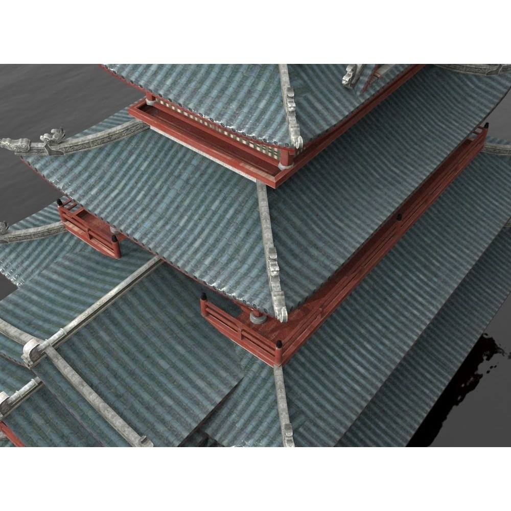 Multi-Story Wooden Structure House - Low-Poly Game-Ready 3D Model - View 15